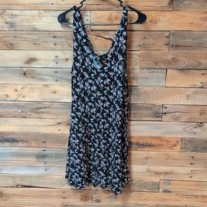 American Eagle Outfitters Black and Pink Floral Dress Size L Cute Cheap Flowy
